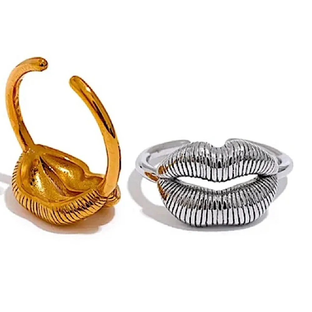 Stainless Steel Lip Resizable Ring Hip Hop Trendy